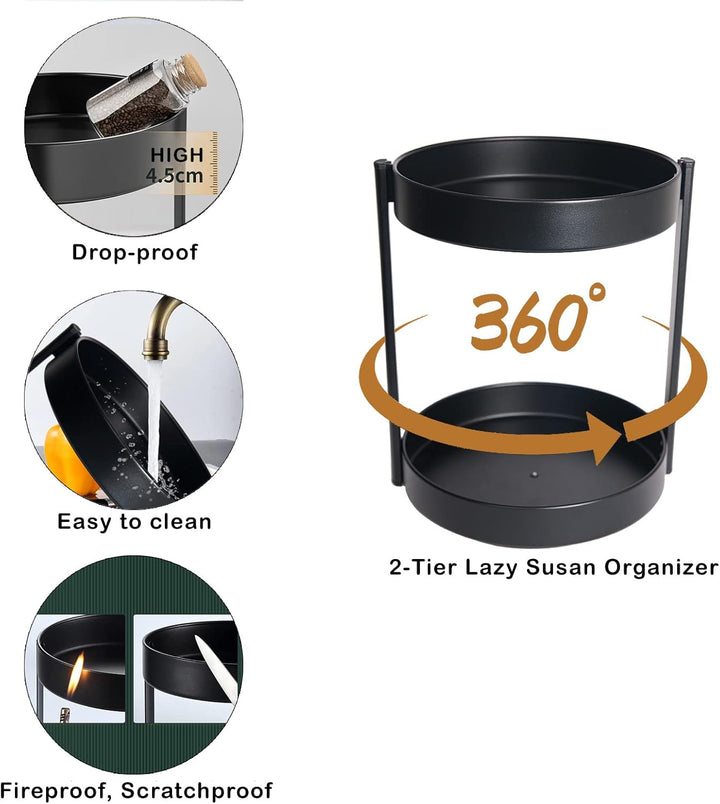 XNTONG - 2-stöckige 360° Drehbar gewürzständer, 25.8cm Drehbar drehteller, Kann im küche drehbares g