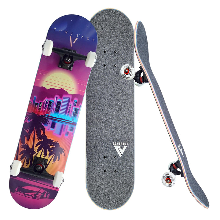 Komplett Skateboard Beach-City - für Kinder und Jugendliche - 7-lagiges Ahornholz Deck - Medium Conc