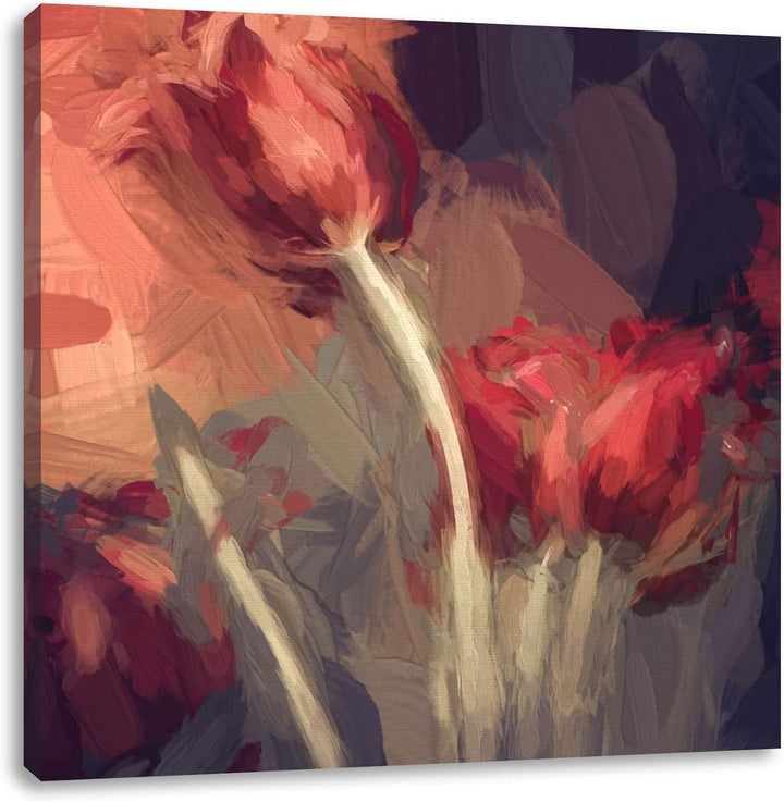 Pixxprint schöne Tulpen, Format: 70x70 auf Leinwand, XXL riesige Bilder fertig gerahmt mit Keilrahme