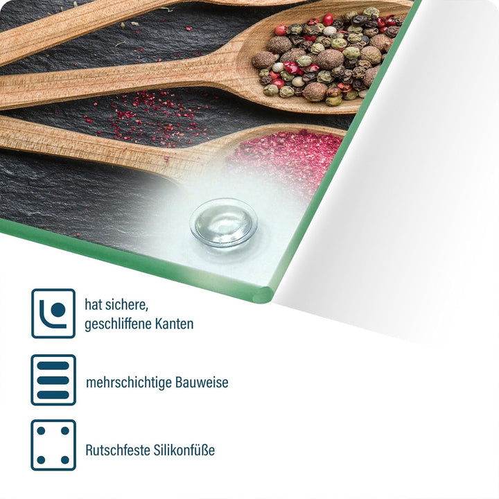 Herdabdeckplatte – Gehärtetes Glas Schneidebrett & Ceranfeld Abdeckplatte 2 Teilig 30x52 & 35x52 – H
