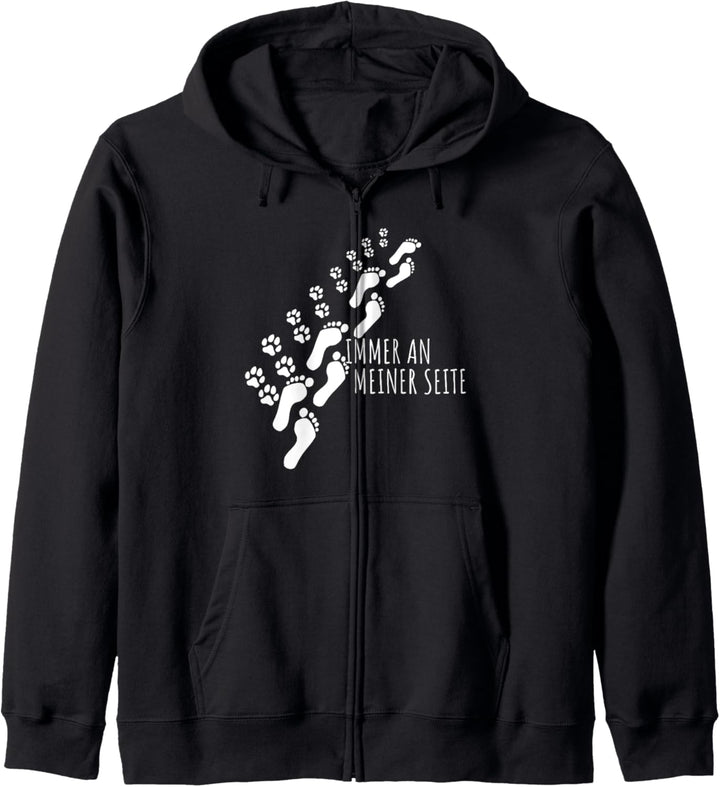 Immer an meiner Seite Spruch Hunde Pfoten und Fuss T-Shirt Kapuzenjacke
