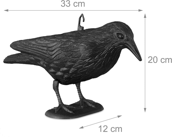 Relaxdays 2X Taubenschreck Krähe, Dekofigur als Vogelscheuche, stehende und Fliegende Figur für Taub