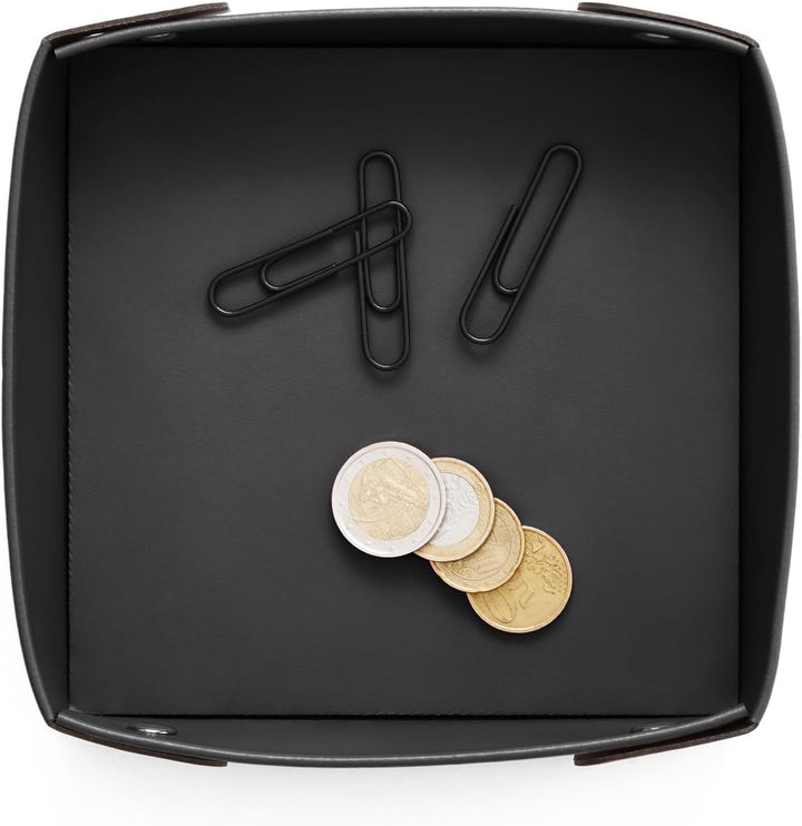 Eglooh - Perseo - Taschenleerer Leder Schwarz - Schreibtisch-Organizer mit modernem Design - Ablagef