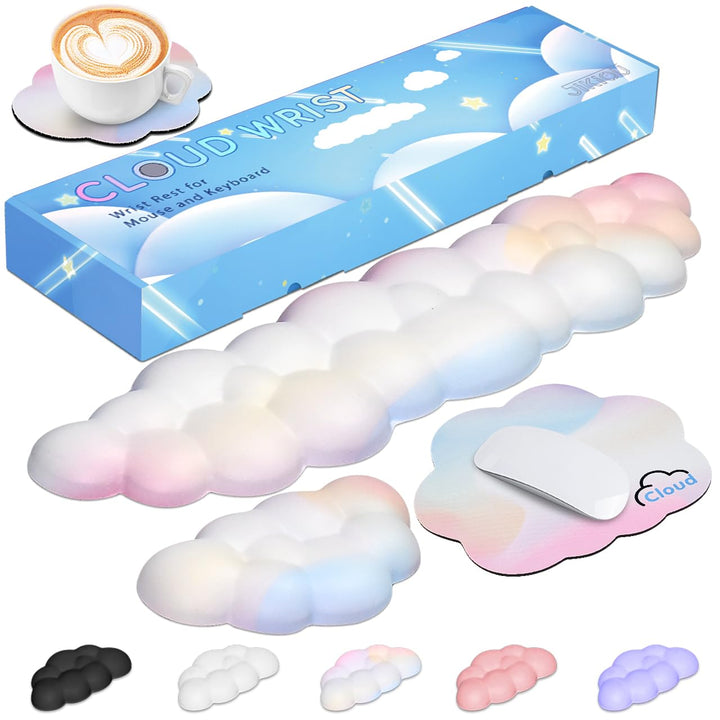 JIKIOU Cloud Handgelenkauflage Tastatur aus Leder mit rutschfester PU-Basis, bequemer Memory-Schaum