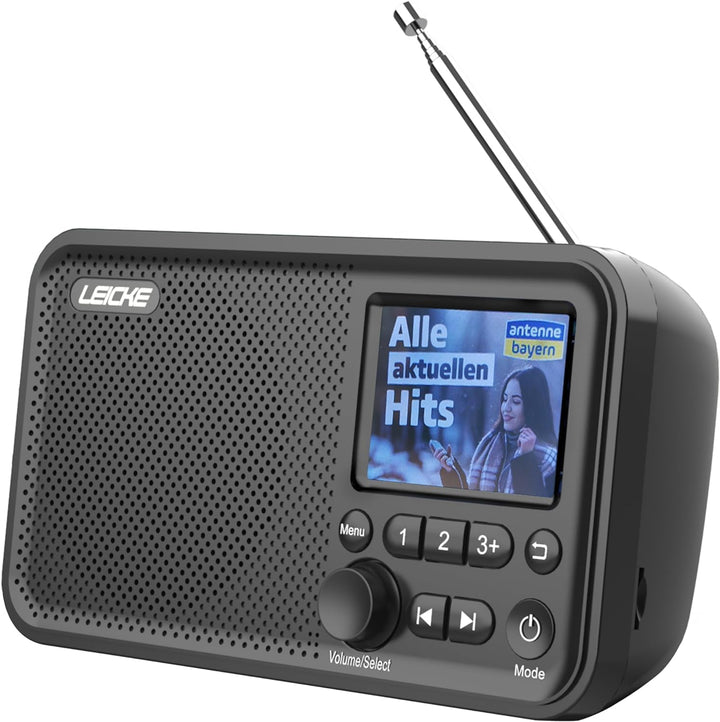 LEICKE tragbares DAB+ Radio mit Bluetooth 5.0 | DAB/DAB+ und UKW Radio, 2,4" Farbdisplay, 80 Voreins