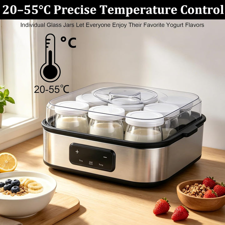 Joghurtbereiter mit Touchscreen, 9 x 180 ml Glasbehältern Joghurtmaschine