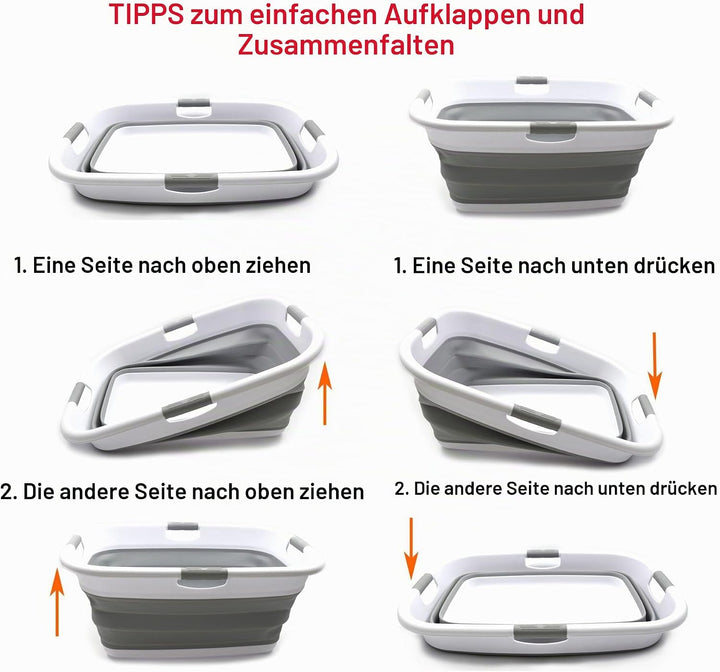 SAMMART 49L Wäschekorb, zusammenklappbar, rechteckig, faltbar, Aufbewahrungsbehälter, tragbar, platz