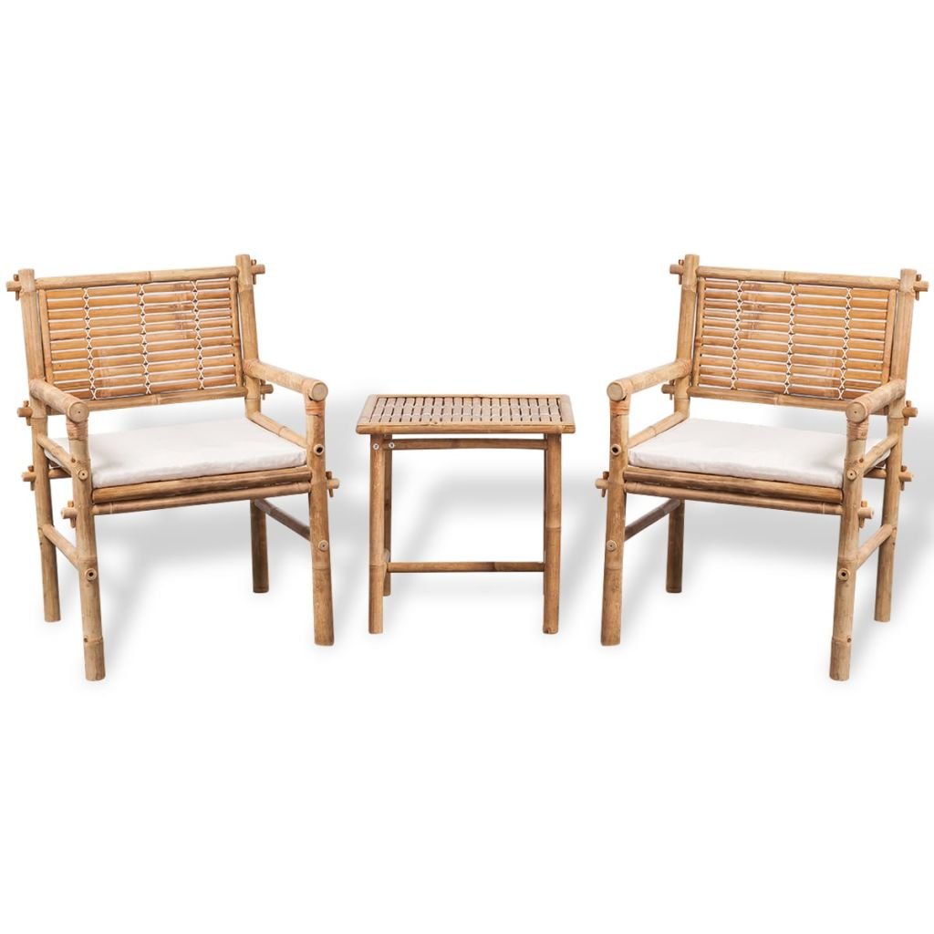 Festnight Bistro-Set mit Beistelltisch und Sitzkissen Gartentisch Set Garten Essgruppe | 1 Tisch+ 2