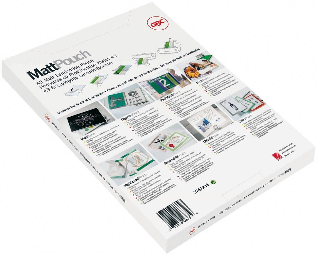 GBC selbstklebende Laminierfolien A4 Matt 75 mic, Peel&