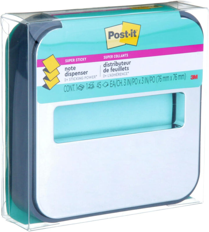 Post-it Notizspender mit Post-it Pop-Up-Notizen, schwarzer Boden mit Stahloberseite, 1 Aqua-Spritzer