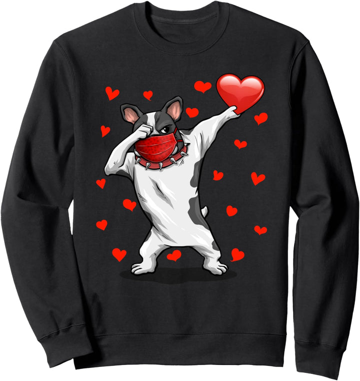 Dabbing Bulldog Wears Face Mask Geschenke zum Valentinstag Sweatshirt