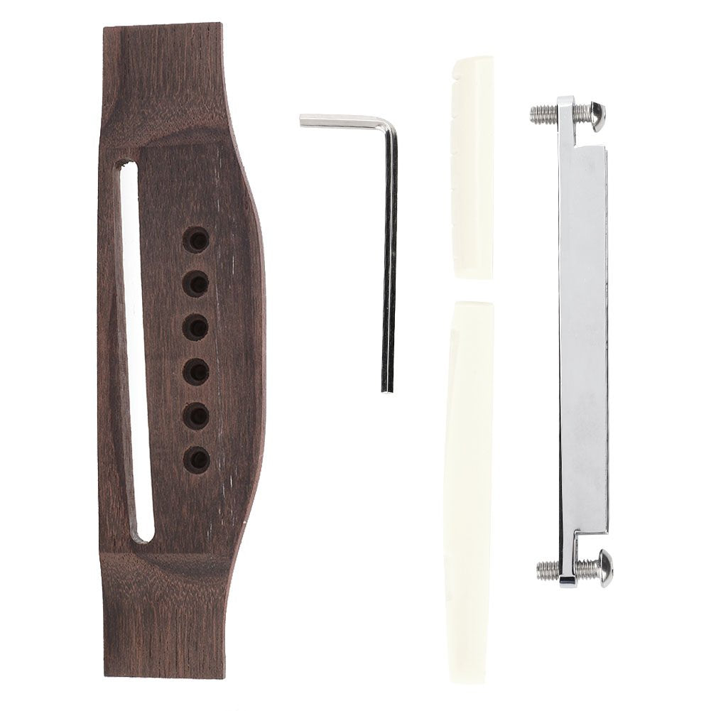 Gitarre Brücke Sattel Mutter Nuss 6 String Holz Akustische Gitarre Brücke Knochen Pins Einstellbare