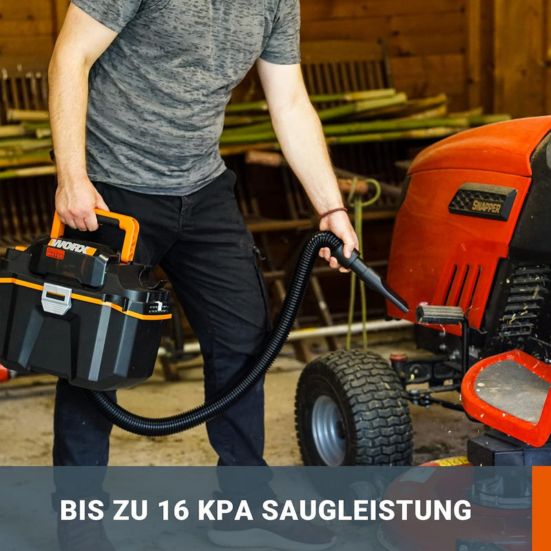 WORX WX031.9 Akku Nass-/Trockensauger - mobil und handlich - 20V - mit Fugendüse und Breitstrahldüse