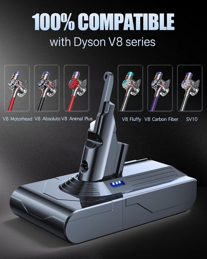 6000mAh Ersatzakku für Dyson V8 Akku Kompatibel mit Dyson V8 Absolute, Animal, Animal Exclusive, Flu