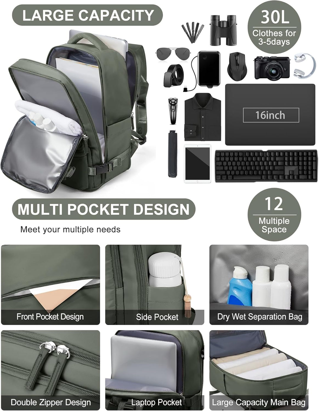 BJLFS Vakuum Rucksack 40x20x25 für Ryanair Flugzeug Reiserucksack Handgepäck Tasche Airbag mit Vakuu
