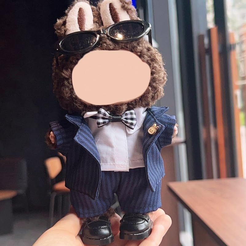 Kleidung Set Kompatibel für Labubu Puppe, Hut Anzug Ornamente Zubehör Set für 17cm / 6,7 Zoll Puppe