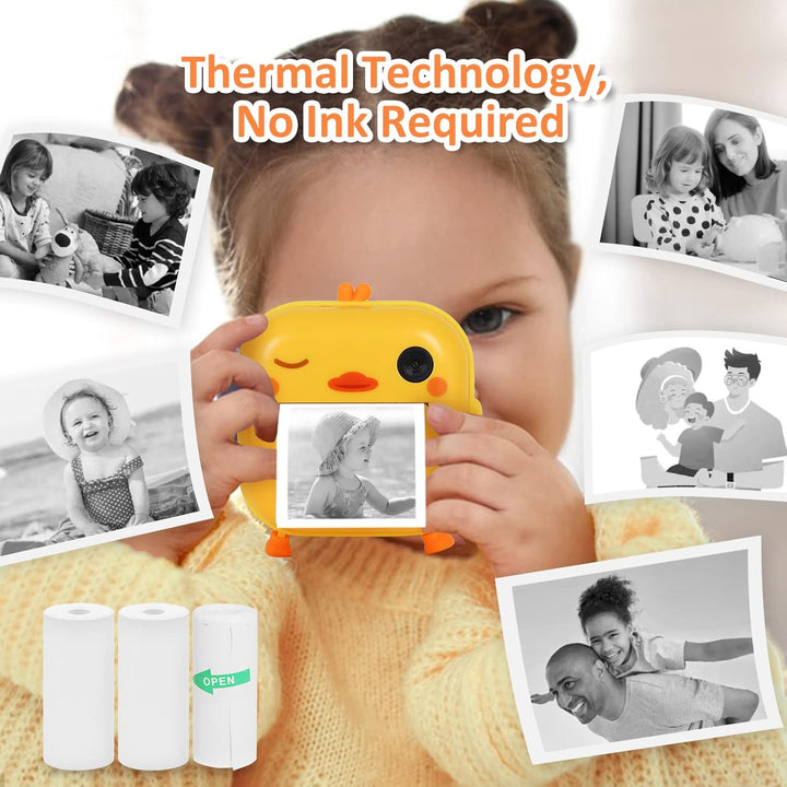 AURTEC Sofortbildkamera für Kinder, Mini-Thermodruckkamera, Keine Tinte erforderlich, 48 MP Dual-Kam