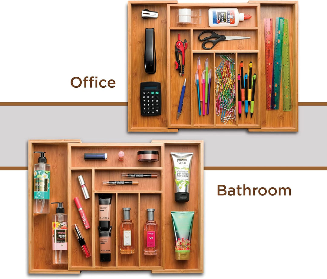 Schubladenorganizer aus Bambus, ausziehbar, Bambus, natur, 17" x 13" x 2" inches, Natur