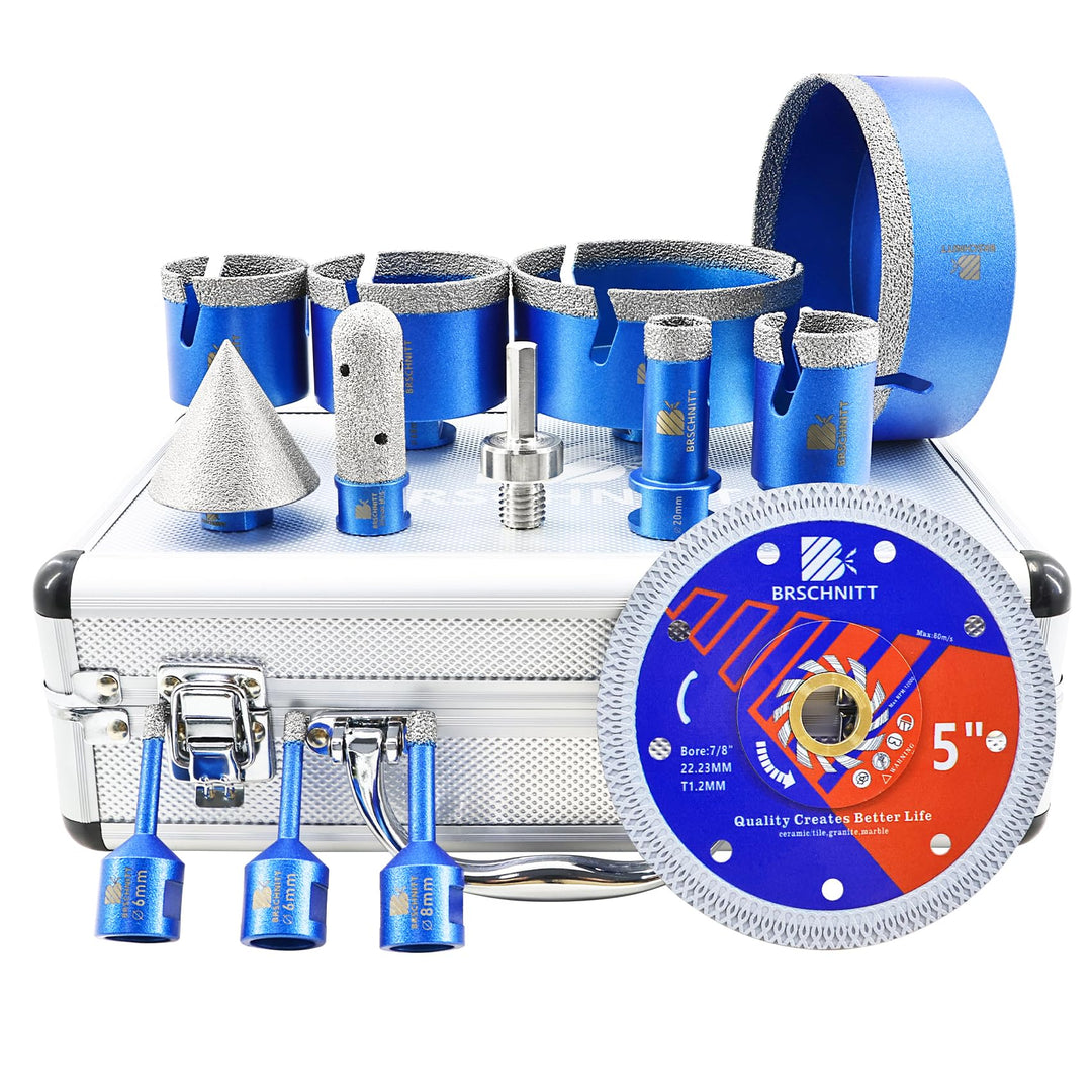 Fliesenlochsägenset Diamant - Dimoand Kernbohrer 6/6/8/20/35/50/68/100/125mm &20/50MM Fingerbohrer f