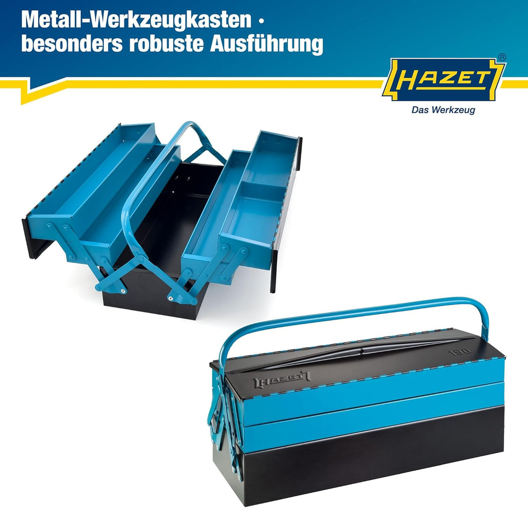 HAZET Metall Werkzeugkasten 190L | leer | mit geräumigen Bodenfach und 4 ausklappbaren Seitenfächern