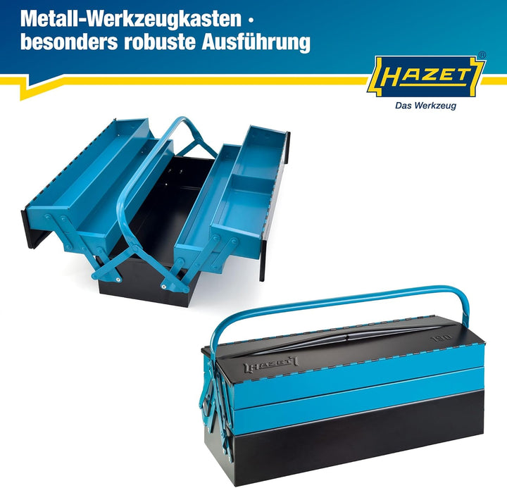 HAZET Metall Werkzeugkasten 190L | leer | mit geräumigen Bodenfach und 4 ausklappbaren Seitenfächern