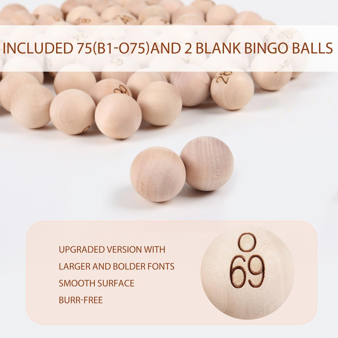 GSE Ersatz-Bingobälle aus massivem Holz, für Partys, Bingo-Nächte, Preisverlosungen, 2,2 cm Bingobäl