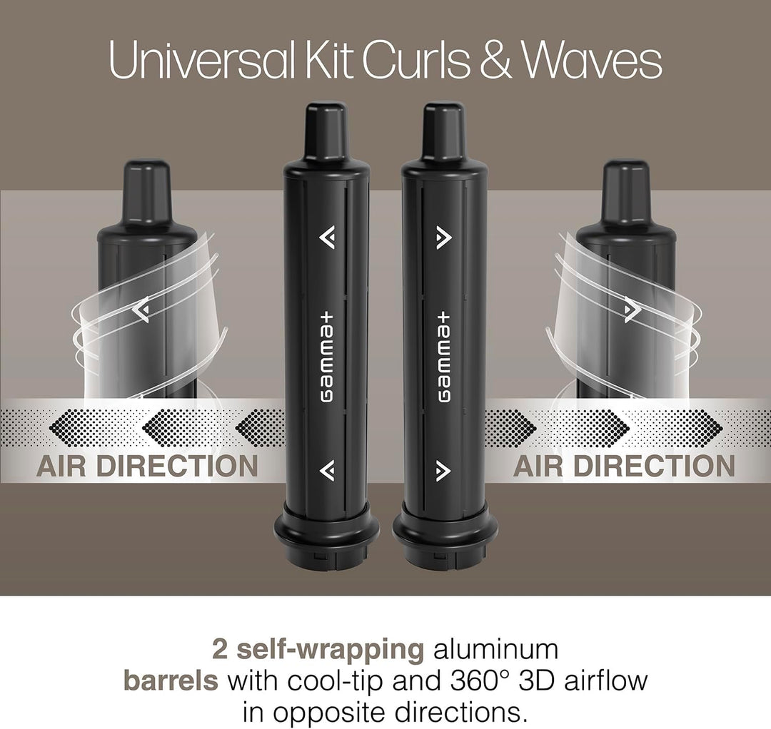 Gamma+ Lockenaufsatz-Set Curls & Waves | 2 Selbstaufrollende Zylinder für Locken und Wellen | Kompat