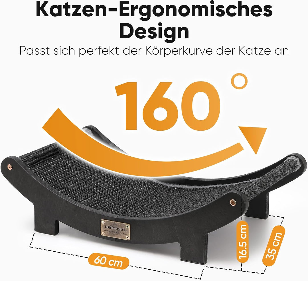 FUKUMARU Sisal Kratzbrett Holz, 60 cm strapazierfähiges Kratzbaum-Bett für Wohnungskatzen, Hängematt
