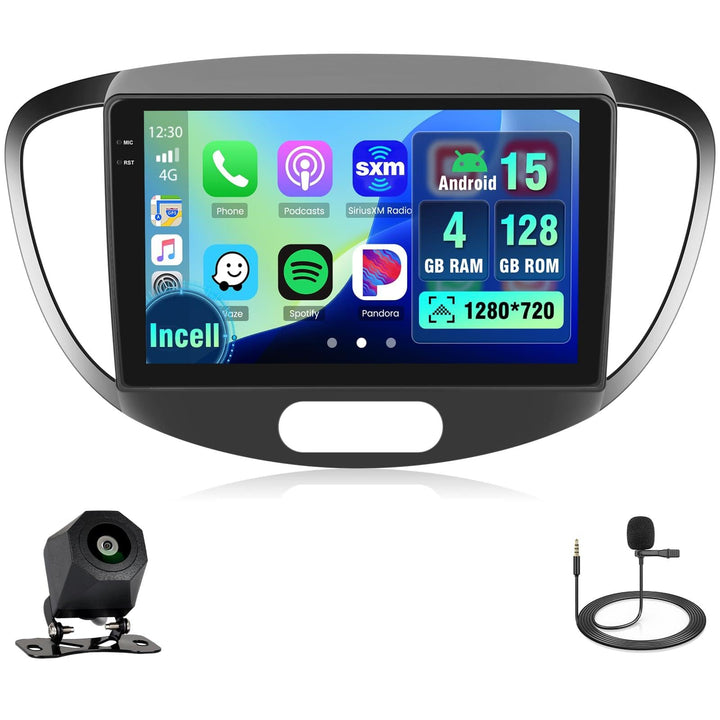 Hikity 4+128G 9" Android Autoradio für Hyundai I10 2007-2013 | Incell Touchscreen Wireless Carplay A