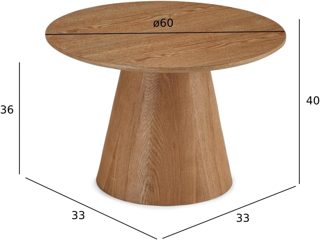 Furnhouse Ibbe Design Runder Natur Couchtisch Wohnzimmertisch ø60x40 cm Eichenoptik Design Skandinav