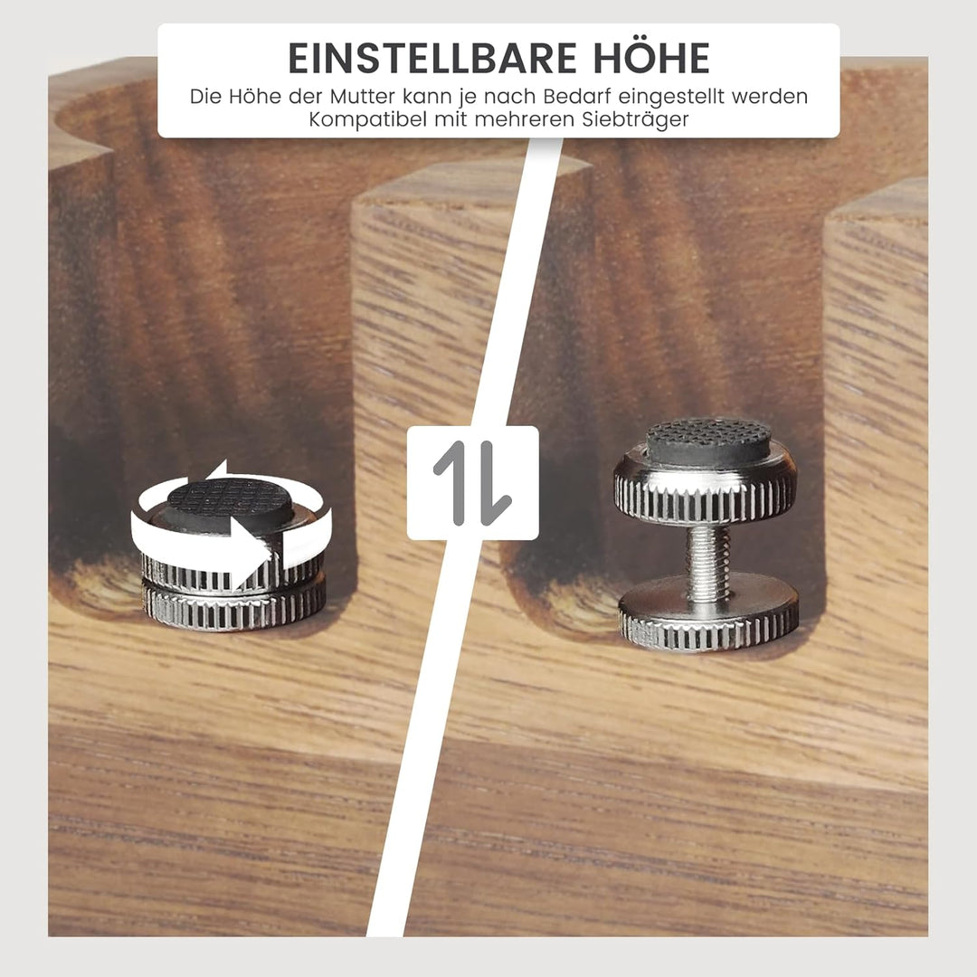 HOLIHOKY Tamperstation 58mm, Tamperstation Holz für Siebträger 58mm, Walnuss Barista Tamping Station