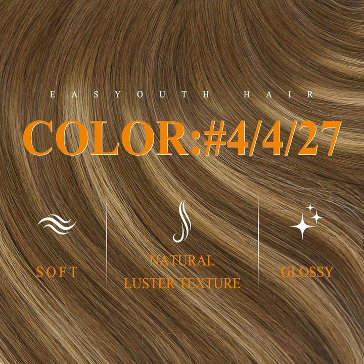 Easyouth Tape on Extensions Echthaar Glue in Haar Extensions Echthaar Farbe Mittelbraun Mix Honigblo