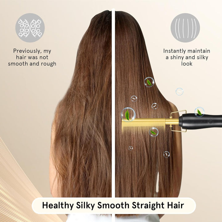 Elektrischer Heisskamm, 2 in 1 Elektrische kamm Haarglätter Glättbürste, 80℃-230℃ Electric Hot Comb