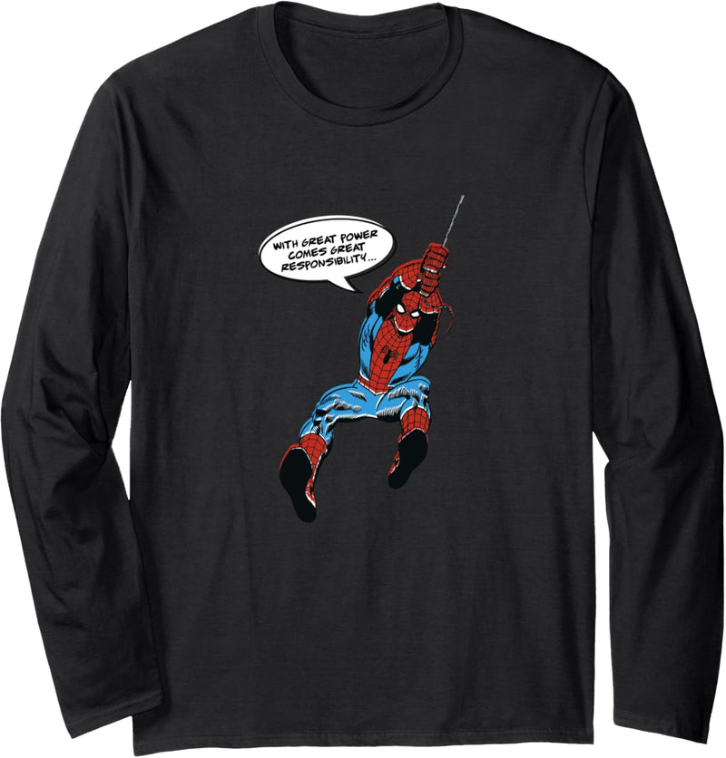 Marvel Spider-Man Great Power Quote Langarmshirt