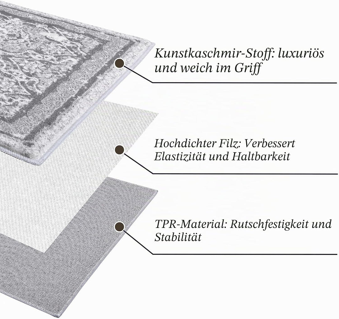 Enyhom Teppich Läufer 60 x 180cm Flauschig Weich Lang Läufer Waschbar Kurzflor Küchenläufer Teppichl