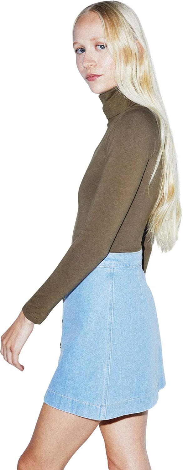 American Apparel Damen Denim Button Front A-line Mini Skirt Rock M Light Wash, M Light Wash