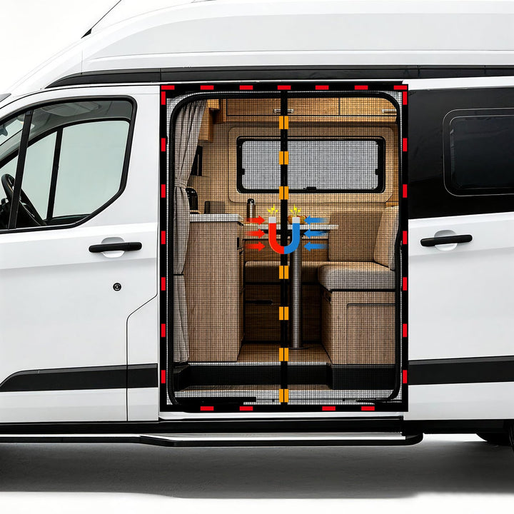 Moskitonetz Magnetisch für VW T5 T6 Schiebetür, Magnetisch Fliegengitter Auto Insektennetz Sonnensch
