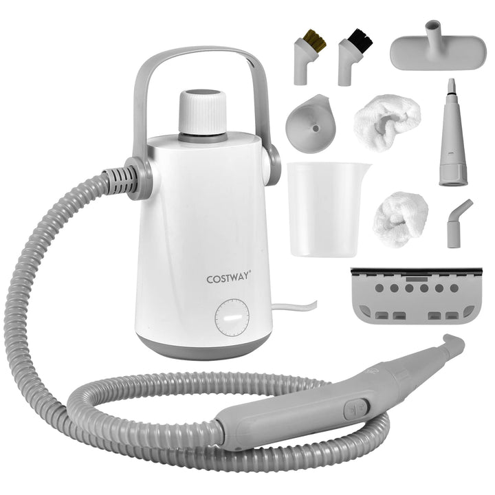 COSTWAY Dampfreiniger Handgerät | 1000W & 300 ml Wasserkapazität & 10 Zubehörsätze | Steamshot Steam