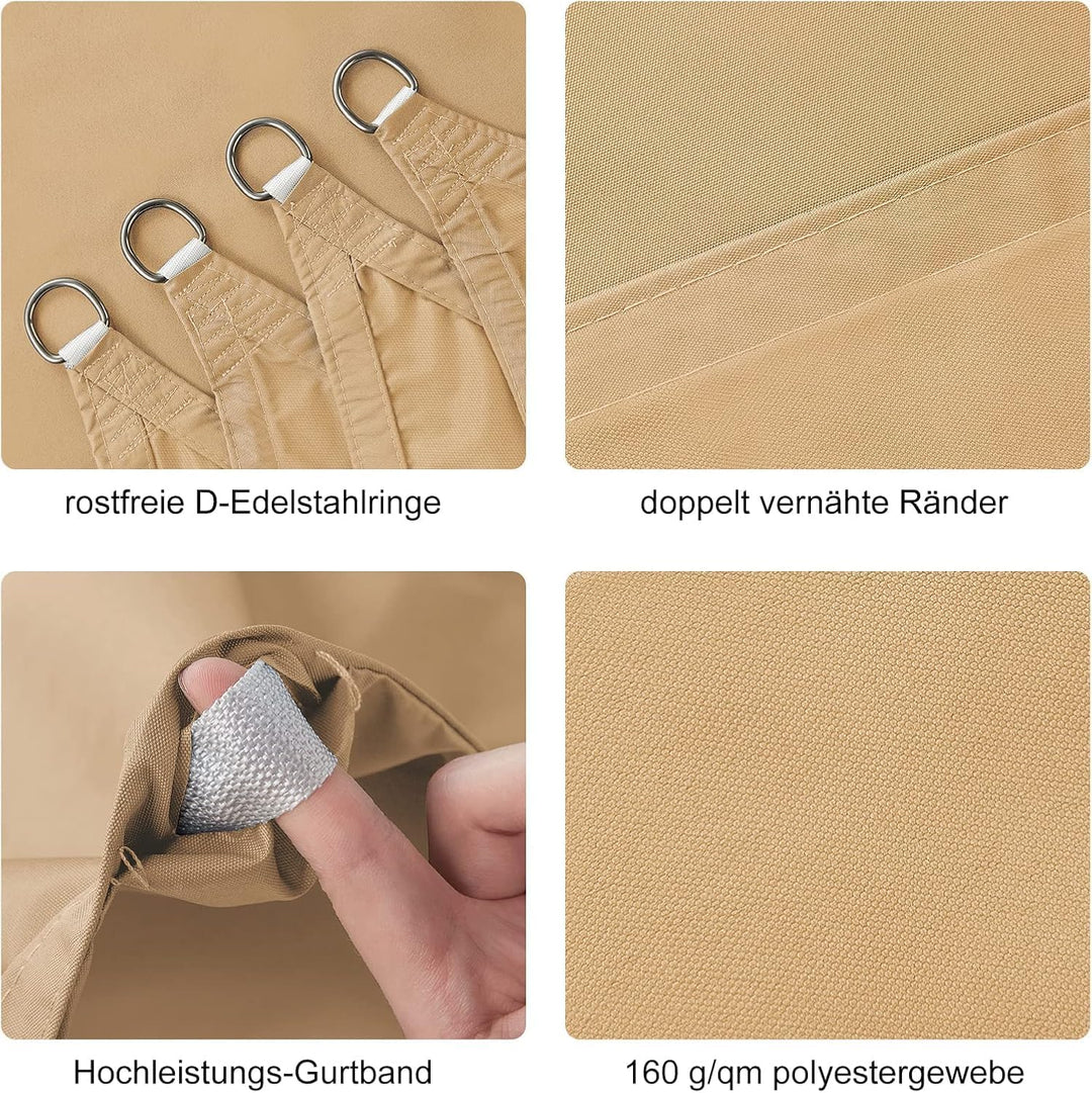 HAIKUS Sonnensegel Wasserdicht Rechteckig 4x4m Sonnenschutz Wasserabweisend Premium PES Polyester mi
