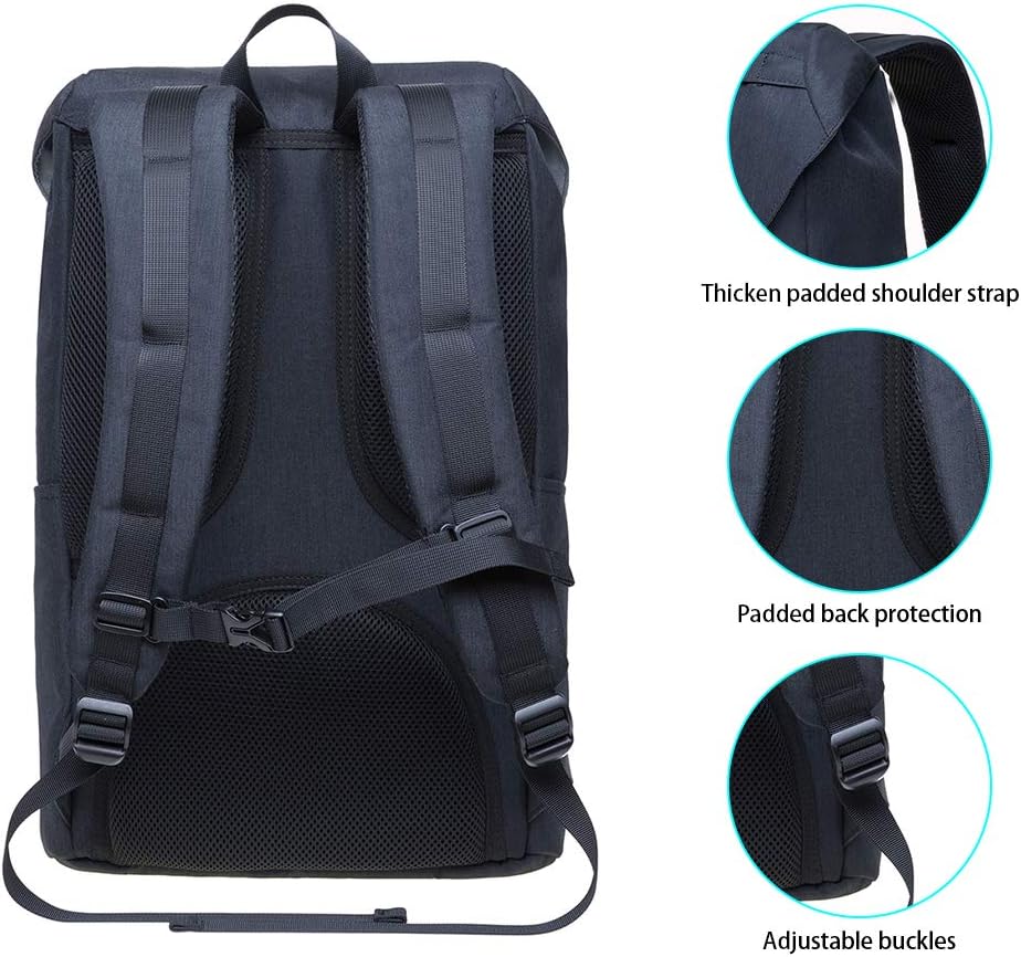 KAUKKO Vintage Unisex Rucksack Studenten 17 Zoll Backpack für 14" Notebook Lässiger Alltagstasche,45