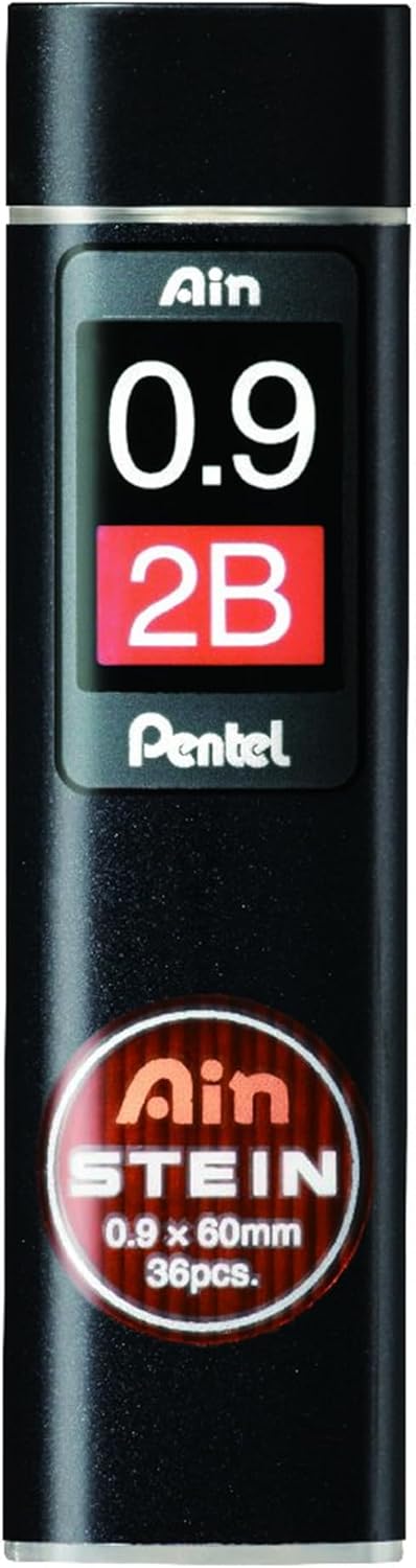 Pentel Ain Stein HB/2B/B Mechanische Minen, 0,9 mm, 3 Röhren