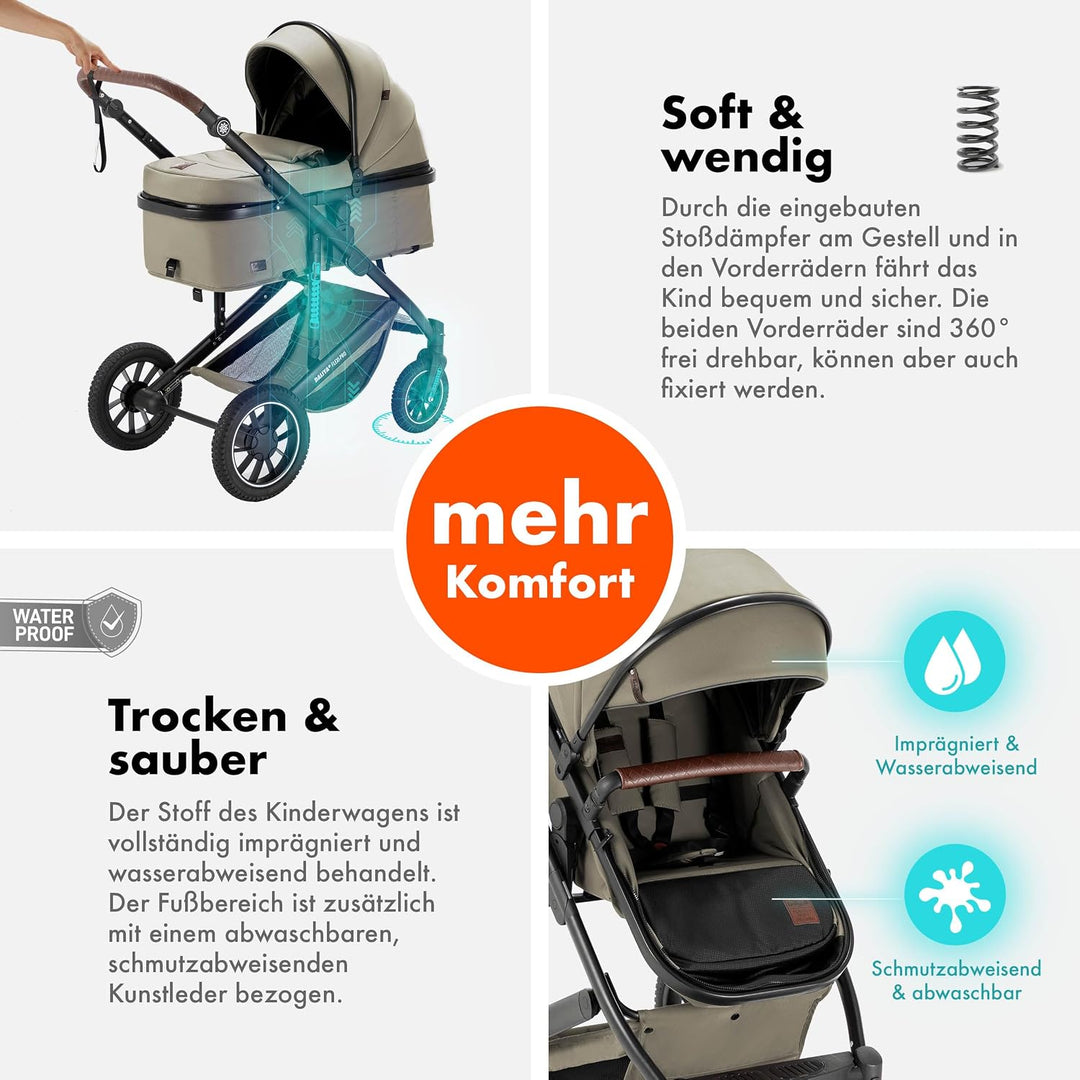 Daliya® FLEXI-PRO M 2in1 Kinderwagen &amp; Buggy (Beige), Beige