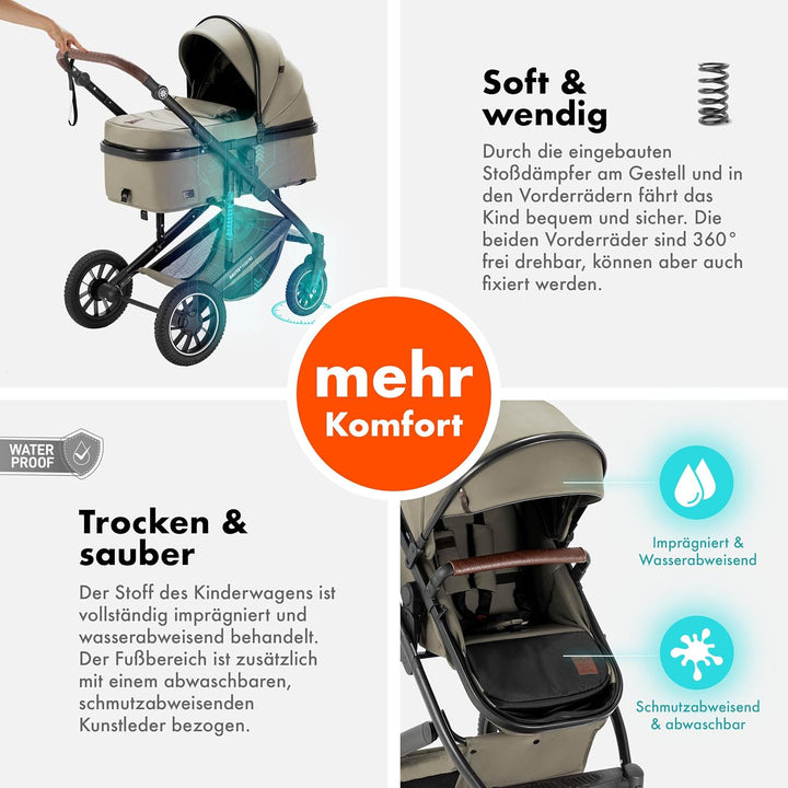 Daliya® FLEXI-PRO M 2in1 Kinderwagen &amp; Buggy (Beige), Beige