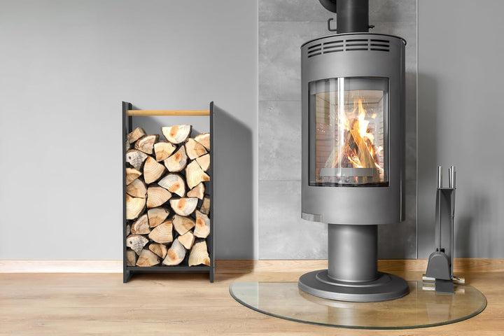 teileplus24 BHS8 Kaminholzregal Innen Aussen | Brennholzregal Metall | Kaminholzkorb | Industrial Lo