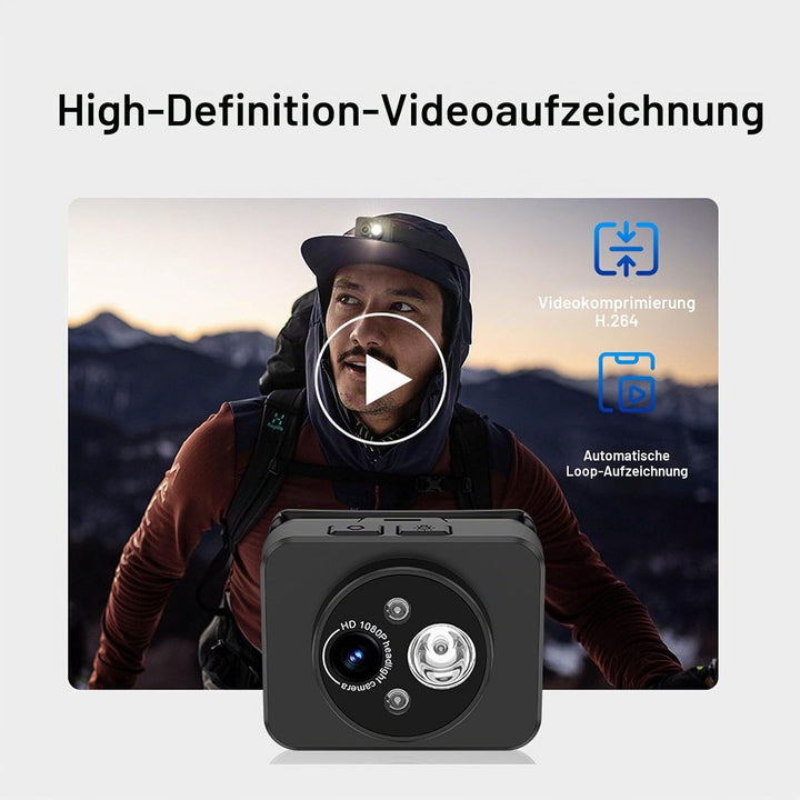 Goshyda Am Kopf Montierte Action-Kamera, Tragbarer 1080P-LED-Stirnlampen-Video-Camcorder, Unterstütz