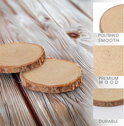 Kurtzy 50er Pack Natürliche Runde Holzscheiben zum Basteln - 6-7cm Durchmesser - Holzscheiben Rund m
