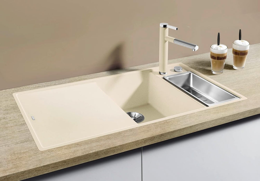 BLANCO AXIA III 6 S-F | Granitspüle aus SILGRANIT vulkangrau | Einbauart: Flächenbündig | Hauptbecke