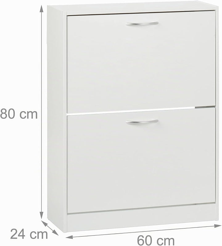Relaxdays Schuhschrank, HxBxT: 80 x 60 x 24 cm, für 12 Paar, 2 Klappen, schmaler Schuhkipper, Flur S