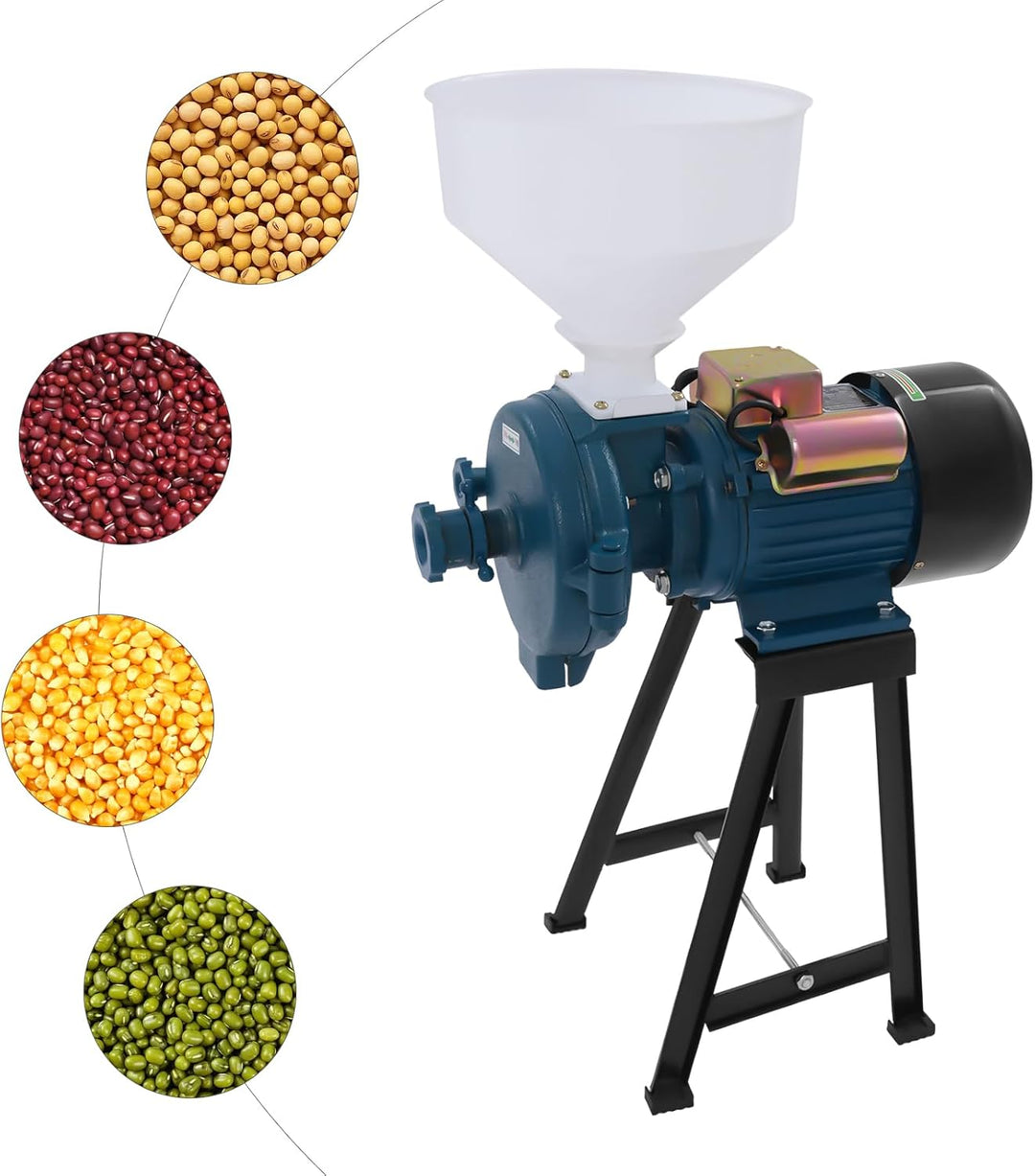 2200W Elektrische Getreidemühle mit Trichter, Kornmühle Mühle für Mais Reis Weizen Kaffeebohnen, Mah