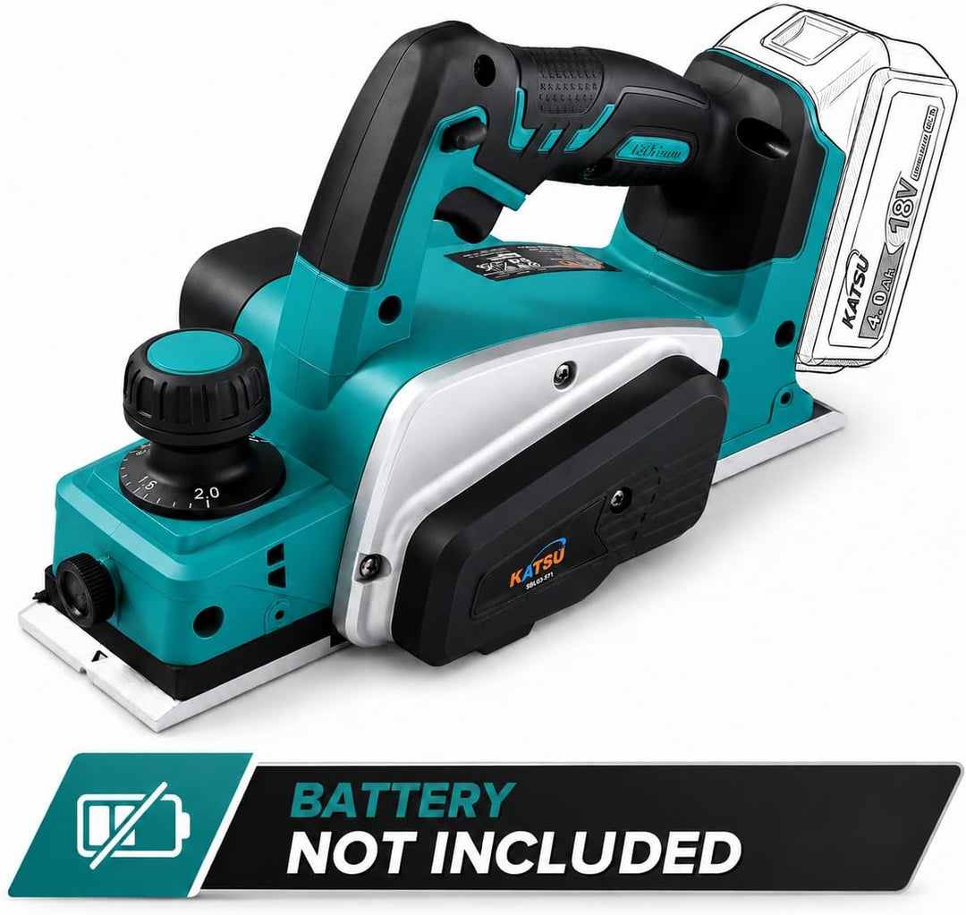 KATSU FIT-BAT 21V Akku Hobel, Elektrischer Handhobel mit 82mm Hobelbreite, bis 2mm Spantiefe, 15000R